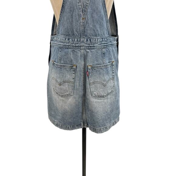 Levi's Norah Skirtall Dress Overall Mini Cotton Denim Blue Size XS - Picture 12 of 16